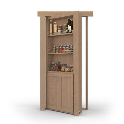 Hidden Flush Mount Oak Spice Rack Door