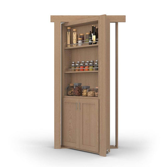 Hidden Flush Mount Oak Spice Rack Door