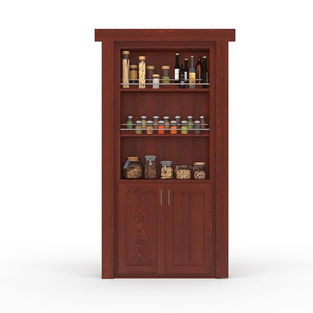 Hidden Flush Mount Oak Spice Rack Door