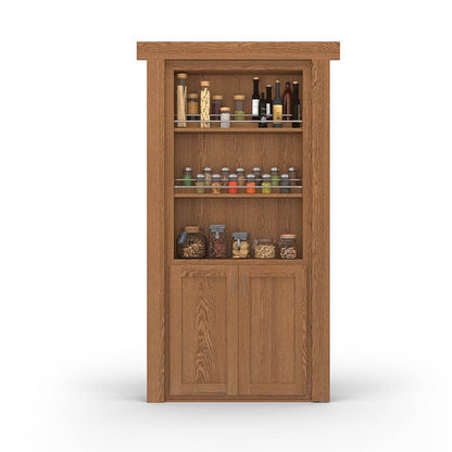Hidden Flush Mount Oak Spice Rack Door