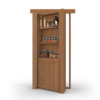 Hidden Flush Mount Oak Spice Rack Door