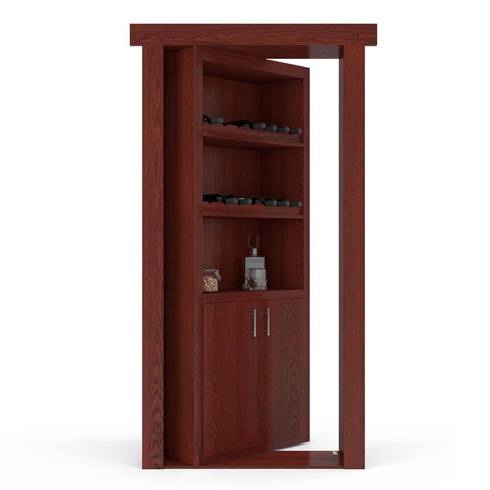 Hidden Flush Mount Oak Wine Rack Door
