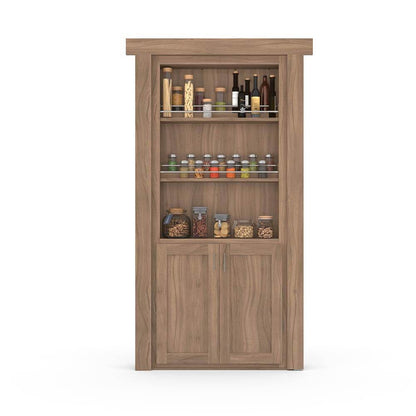 Hidden Flush Mount Walnut Spice Rack Door