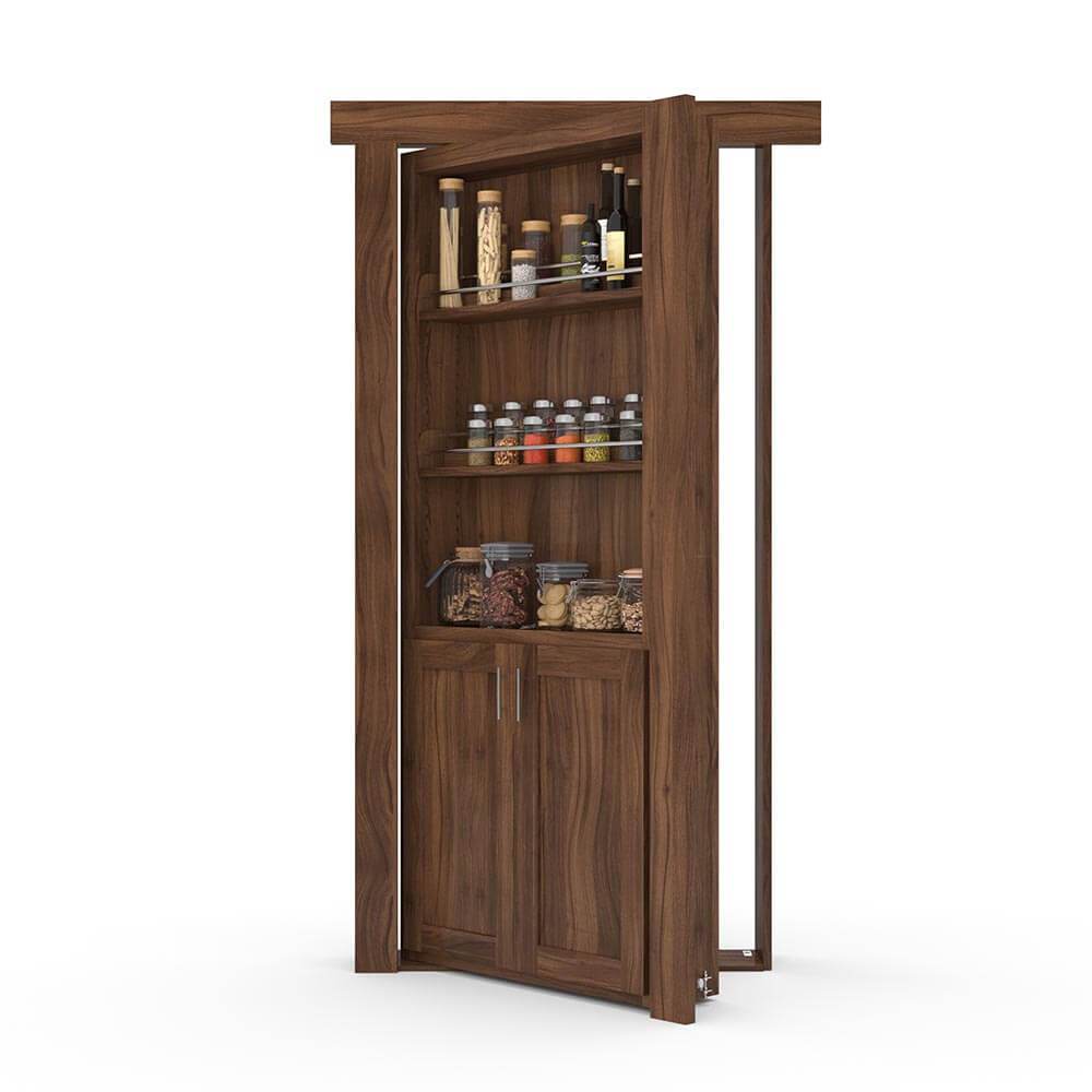 Hidden Flush Mount Walnut Spice Rack Door
