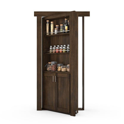 Hidden Flush Mount Walnut Spice Rack Door