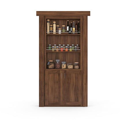 Hidden Flush Mount Walnut Spice Rack Door