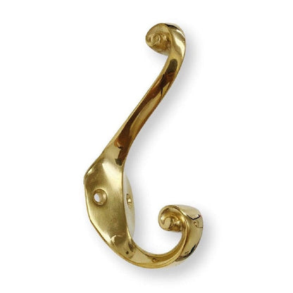 Unlacquered Polished Brass "Curl" Wall Coat and Hat Hook