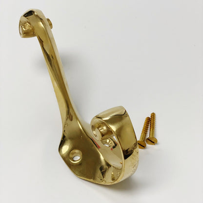 Unlacquered Polished Brass "Curl" Wall Coat and Hat Hook