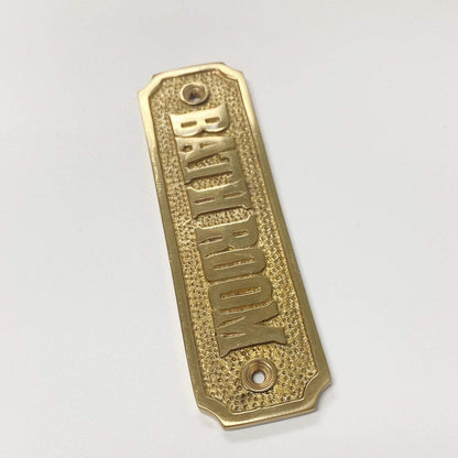 Brass "Bathroom" Door Sign 4-7/16" - Door Hardware Office Sign