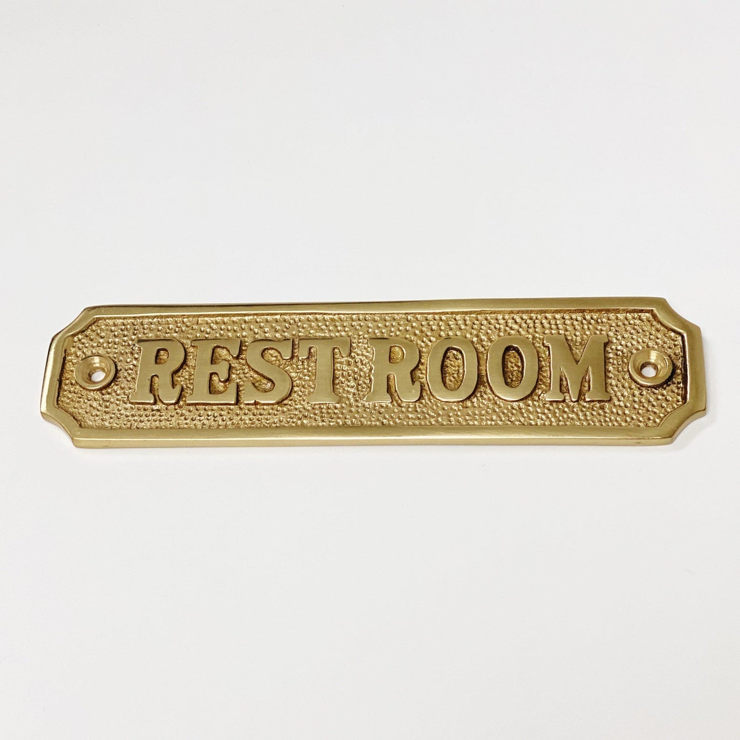 Brass "Restroom" Door Sign 5-1/4" x 1-1/4" - Brass Bathroom Door Sign