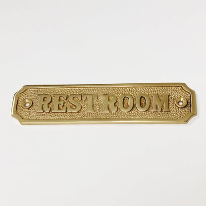 Brass "Restroom" Door Sign 5-1/4" x 1-1/4" - Brass Bathroom Door Sign