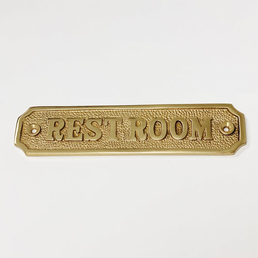 Brass "Restroom" Door Sign 5-1/4" x 1-1/4" - Brass Bathroom Door Sign