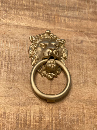 Satin Gold Lionhead Door Knocker - Holiday Gift
