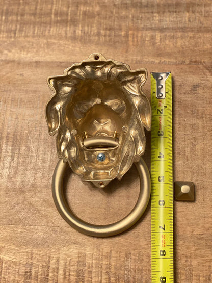 Satin Gold Lionhead Door Knocker - Holiday Gift