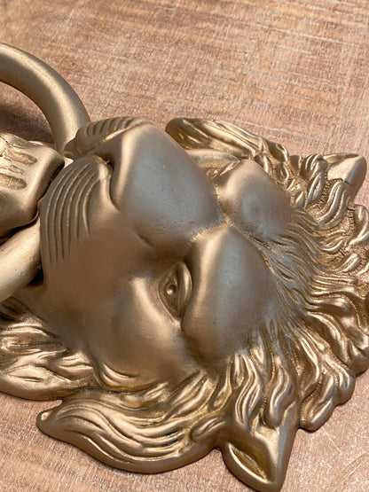 Satin Gold Lionhead Door Knocker - Holiday Gift