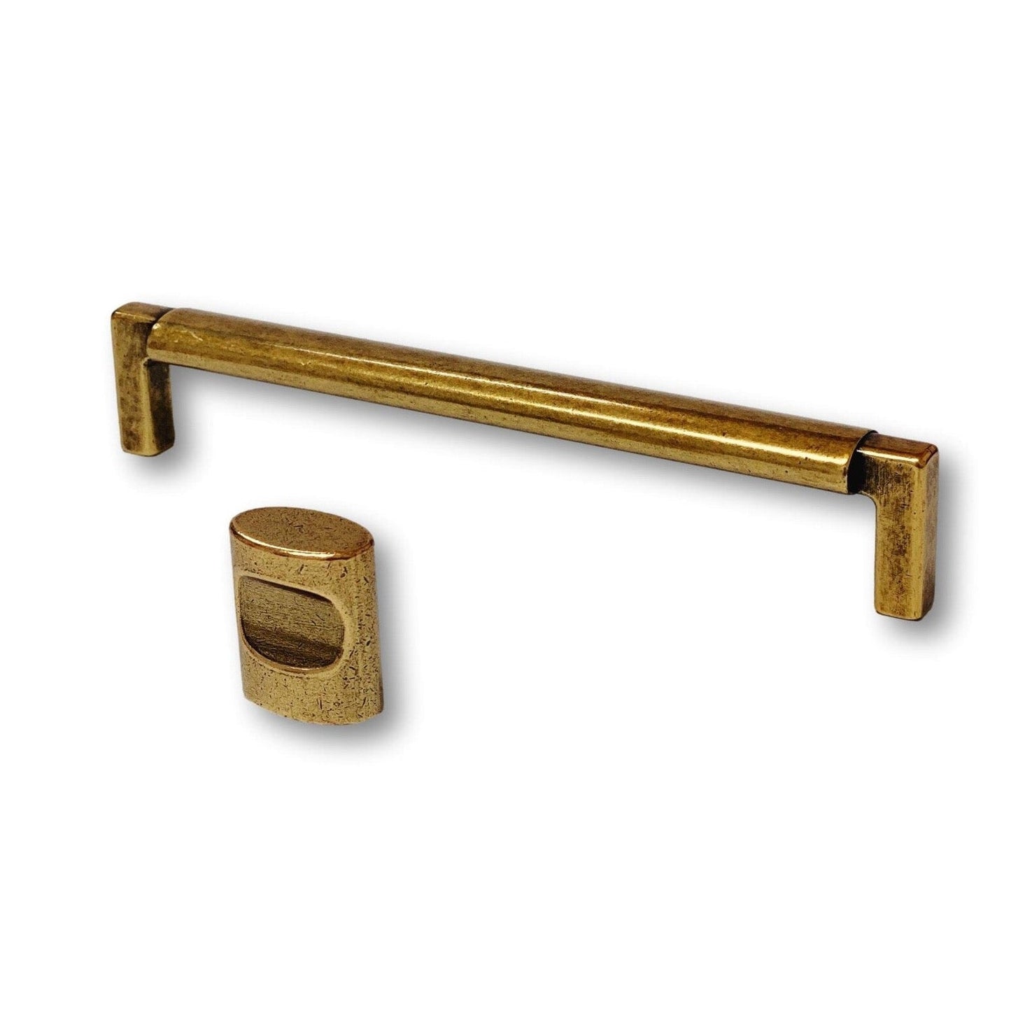 U-Shaped "Florence" Cabinet Knob and Drawer Pulls in Antique Brass