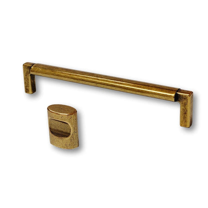 U-Shaped "Florence" Cabinet Knob and Drawer Pulls in Antique Brass