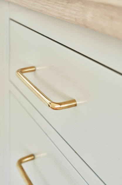 Unlacquered Brass "Tubular" Cabinet Knob and Wire Drawer Pulls