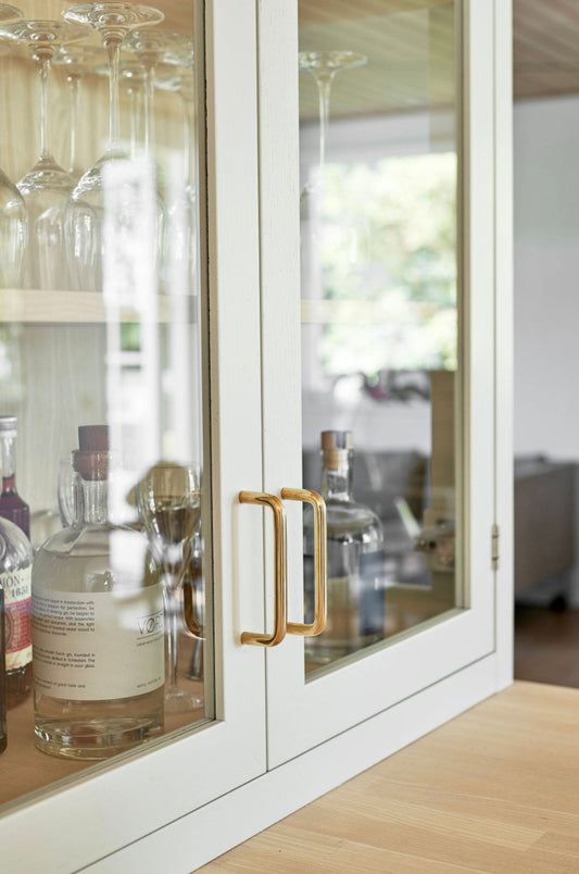 Unlacquered Brass "Tubular" Cabinet Knob and Wire Drawer Pulls