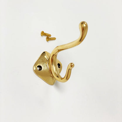 Unlacquered Brass "Louie Style 4" Wall Coat and Hat Hook
