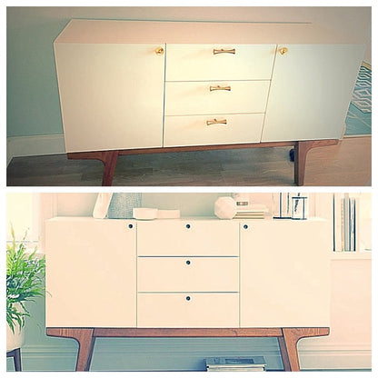 Satin Gold "Century" MCM 01 Drawer Pull - Cabinet Hardware