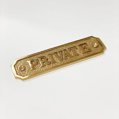 Brass "Private" Door Sign 4-3/4" W x 1-1/4" H - Door Hardware Office Sign