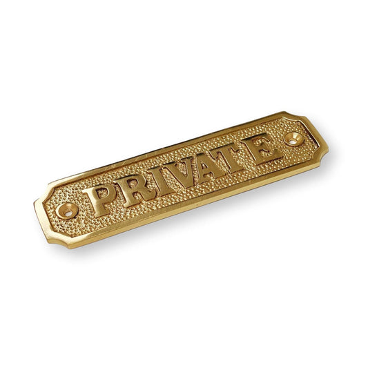 Brass "Private" Door Sign 4-3/4" W x 1-1/4" H - Door Hardware Office Sign