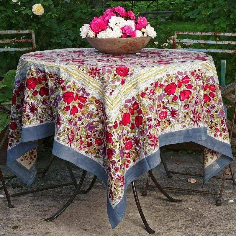 French Tablecloth Jardin Red & Grey