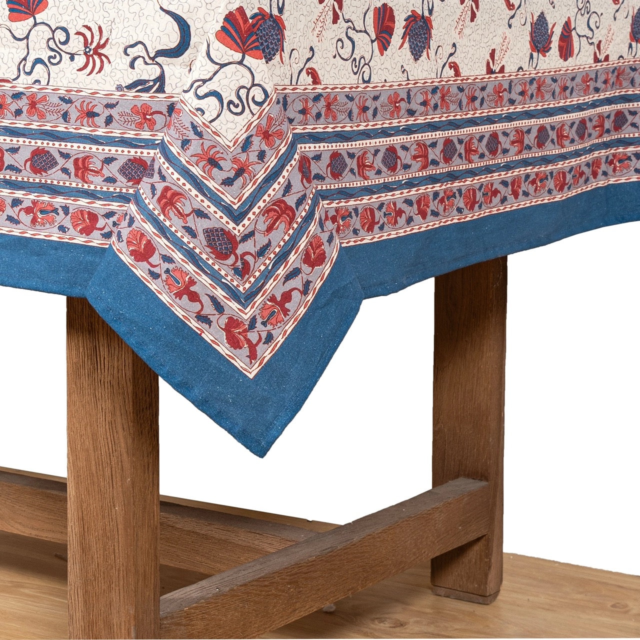 French Tablecloth Fleur des Indes Blue & Red