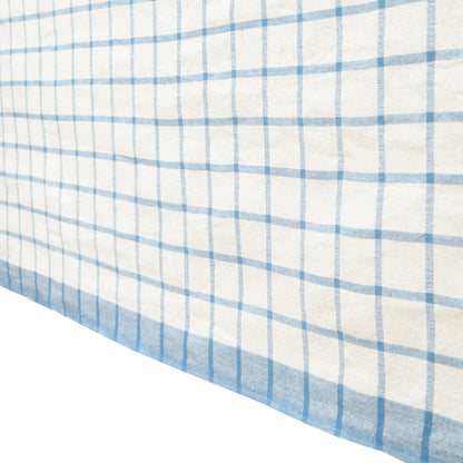 French Tablecloth Windowpane Blue & Natural