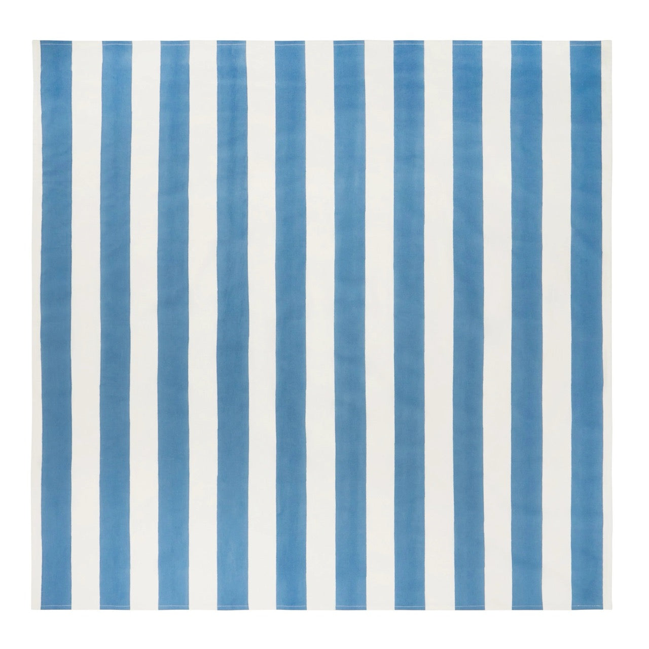 Blue and white striped rug on a white background