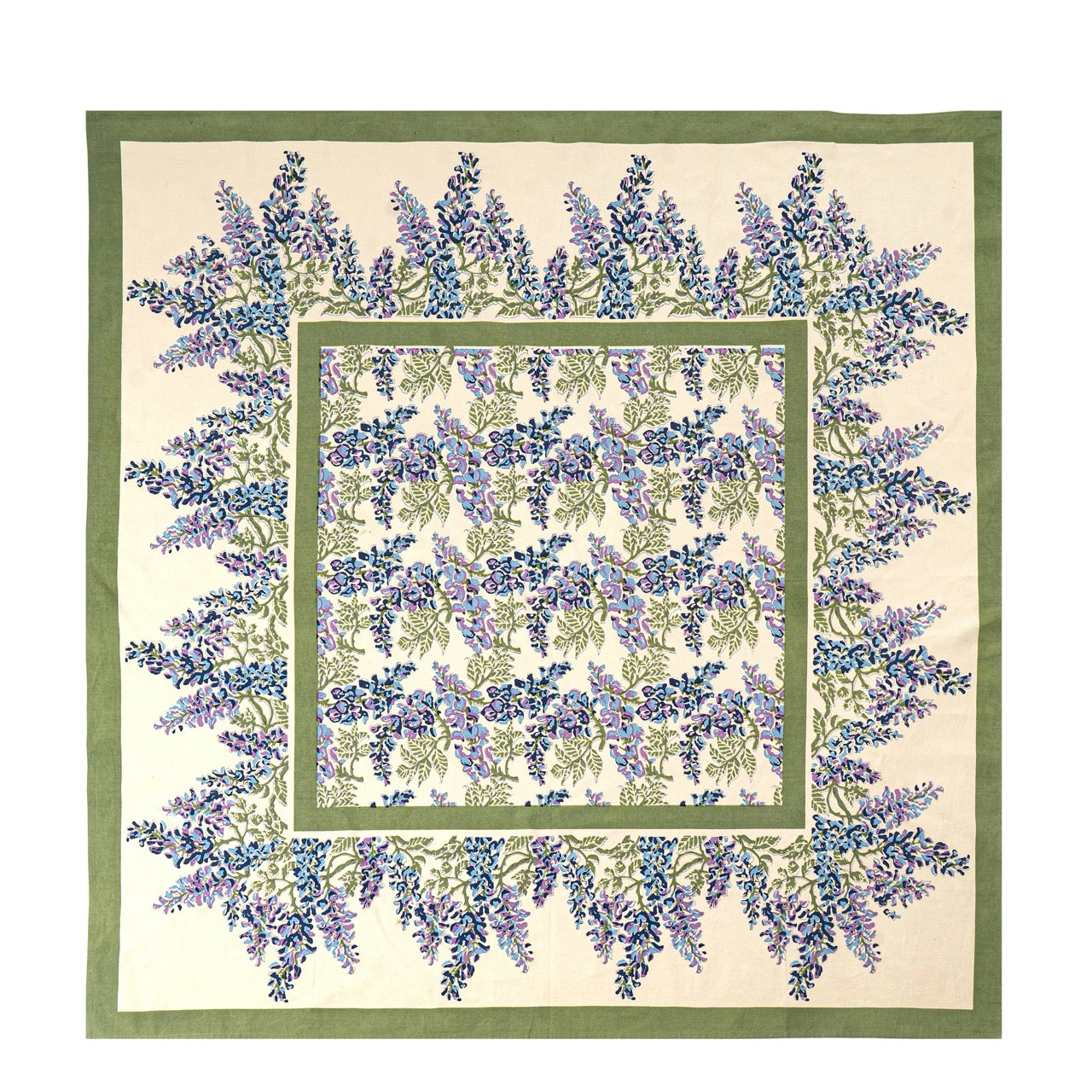 French Tablecloth Wisteria Green & Blue