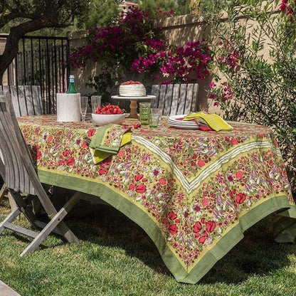 French Tablecloth Jardin Red & Green
