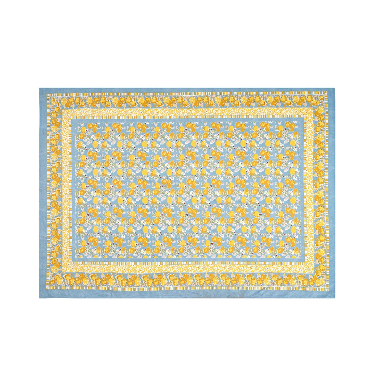 French Tablecloth Citron Bleu & Yellow