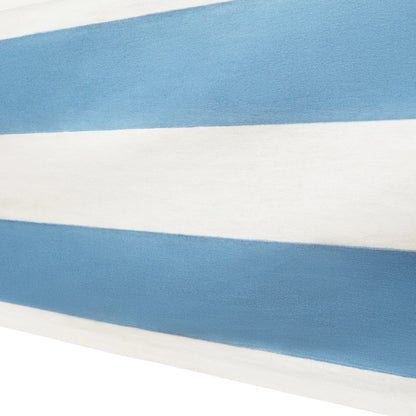 Close-up of a blue and white striped fabric