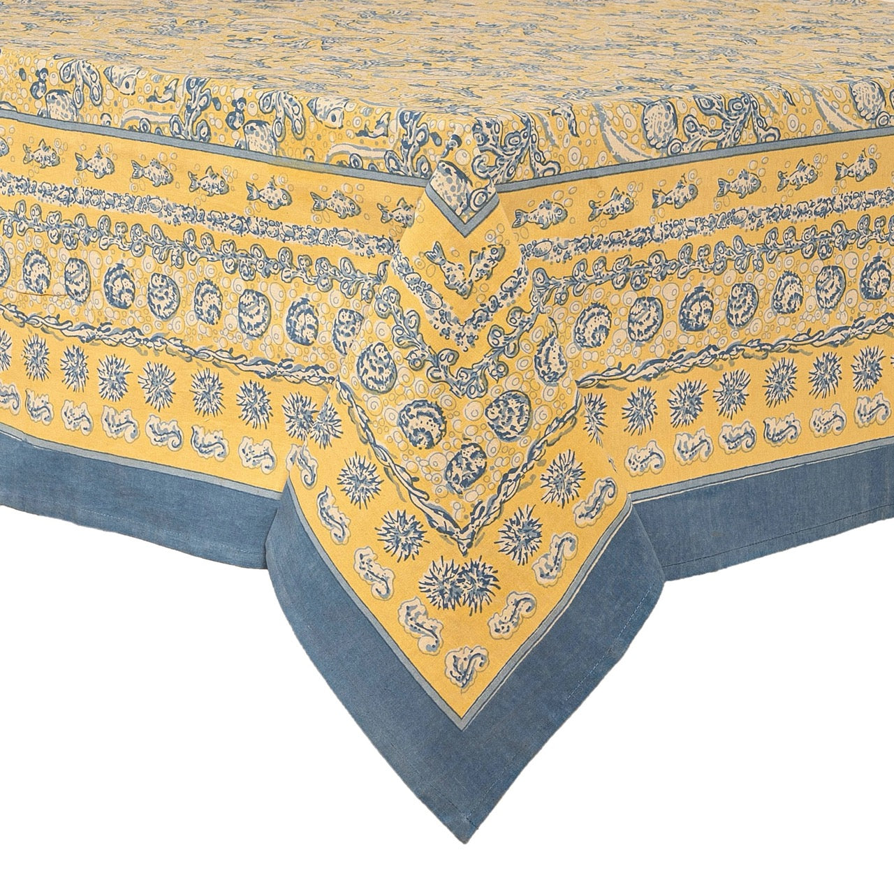 French Tablecloth La Mer Blue & Yellow