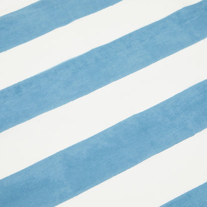 Close-up of blue and white striped fabric texture