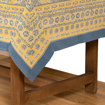 French Tablecloth La Mer Blue & Yellow