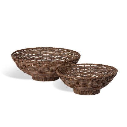 Island Palm Rattan Decorative Bowls, Set of 2