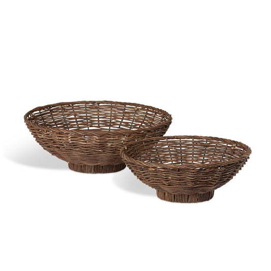 Island Palm Rattan Decorative Bowls, Set of 2