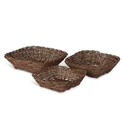 Island Palm Rattan Trays, Set of 3