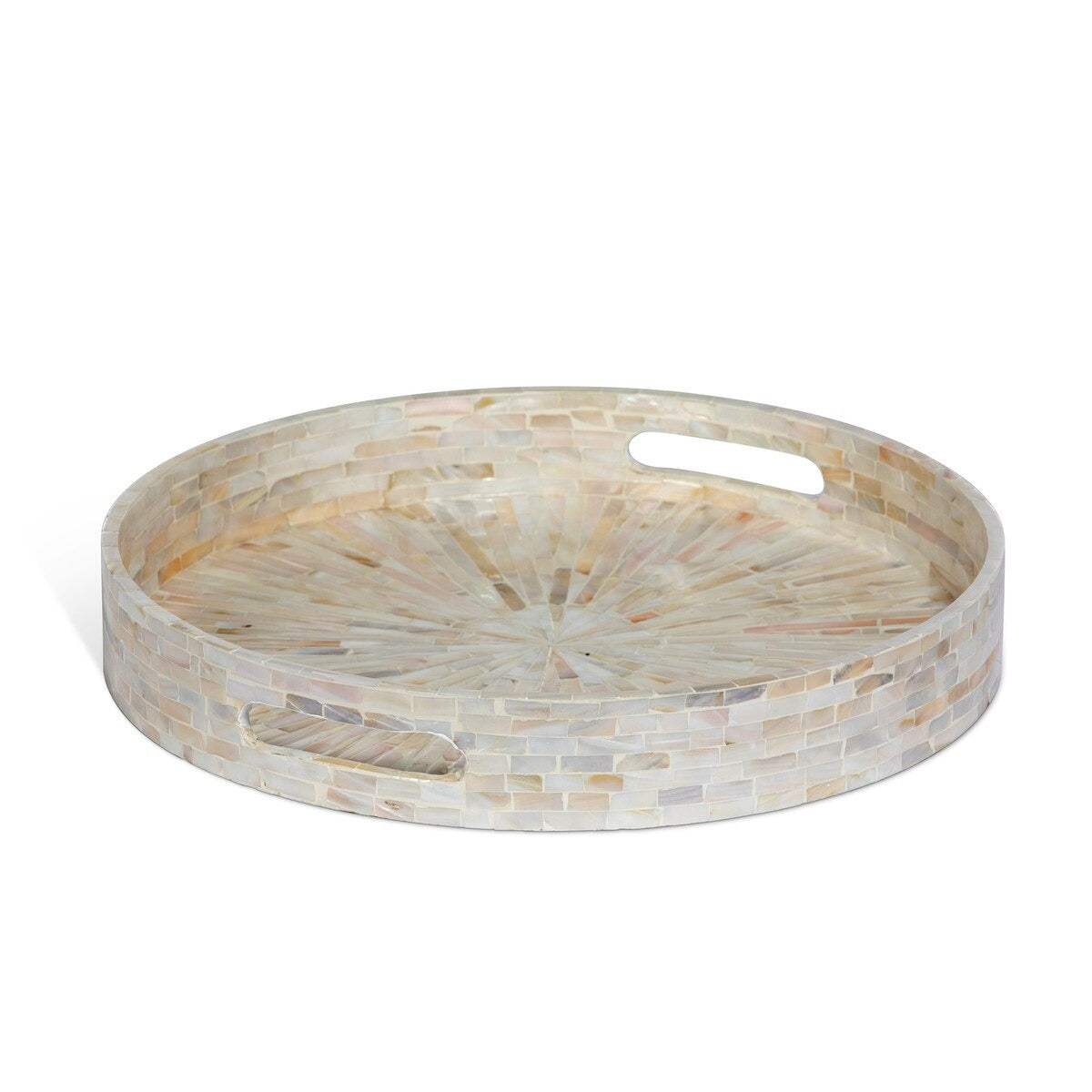 Capraia Coast Round Decorative Trays, Mother of Pearl, Set of 2