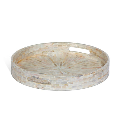 Capraia Coast Round Decorative Trays, Mother of Pearl, Set of 2