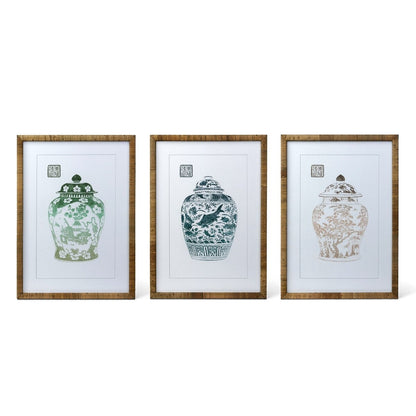 Lotus Framed Ginger Jar Wall Art, 3 Assorted Styles