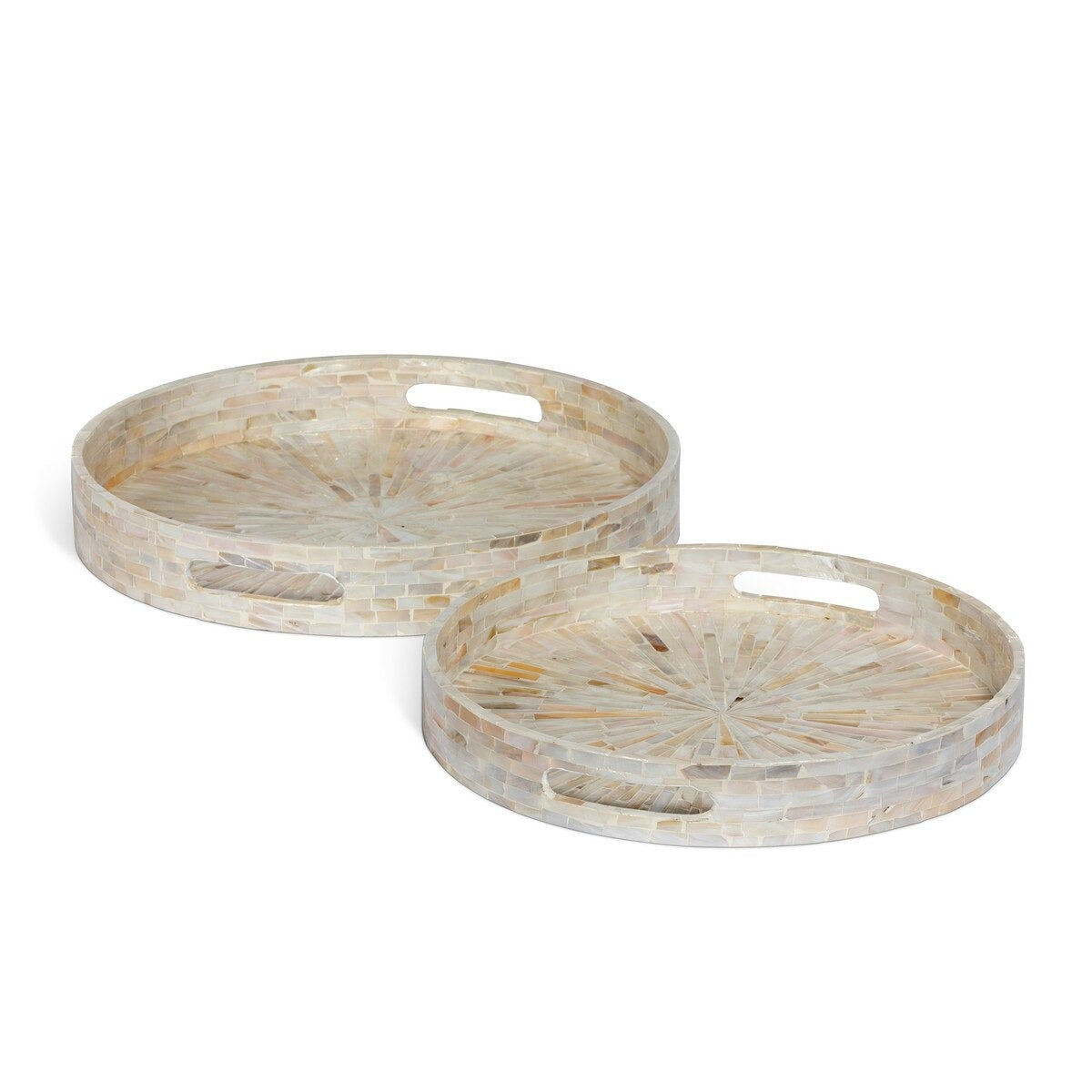 Capraia Coast Round Decorative Trays, Mother of Pearl, Set of 2