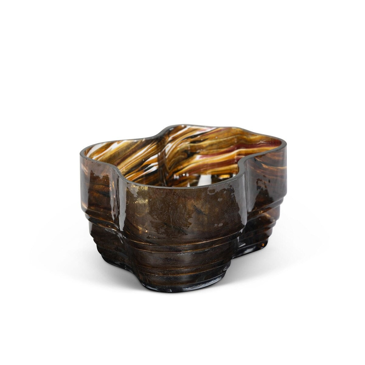 Clover Glass Decorative Bowl, Tortoise (4-Pack)