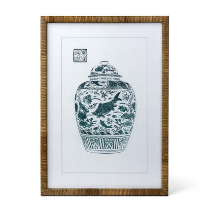 Lotus Framed Ginger Jar Wall Art, 3 Assorted Styles