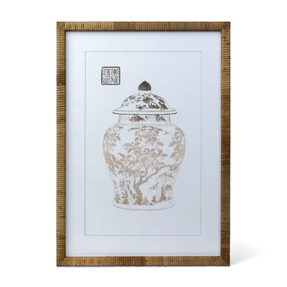 Lotus Framed Ginger Jar Wall Art, 3 Assorted Styles