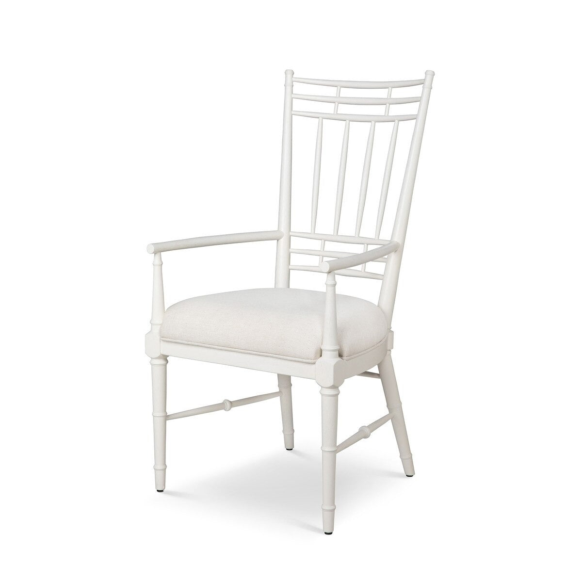 White chair with a cushioned seat on a white background