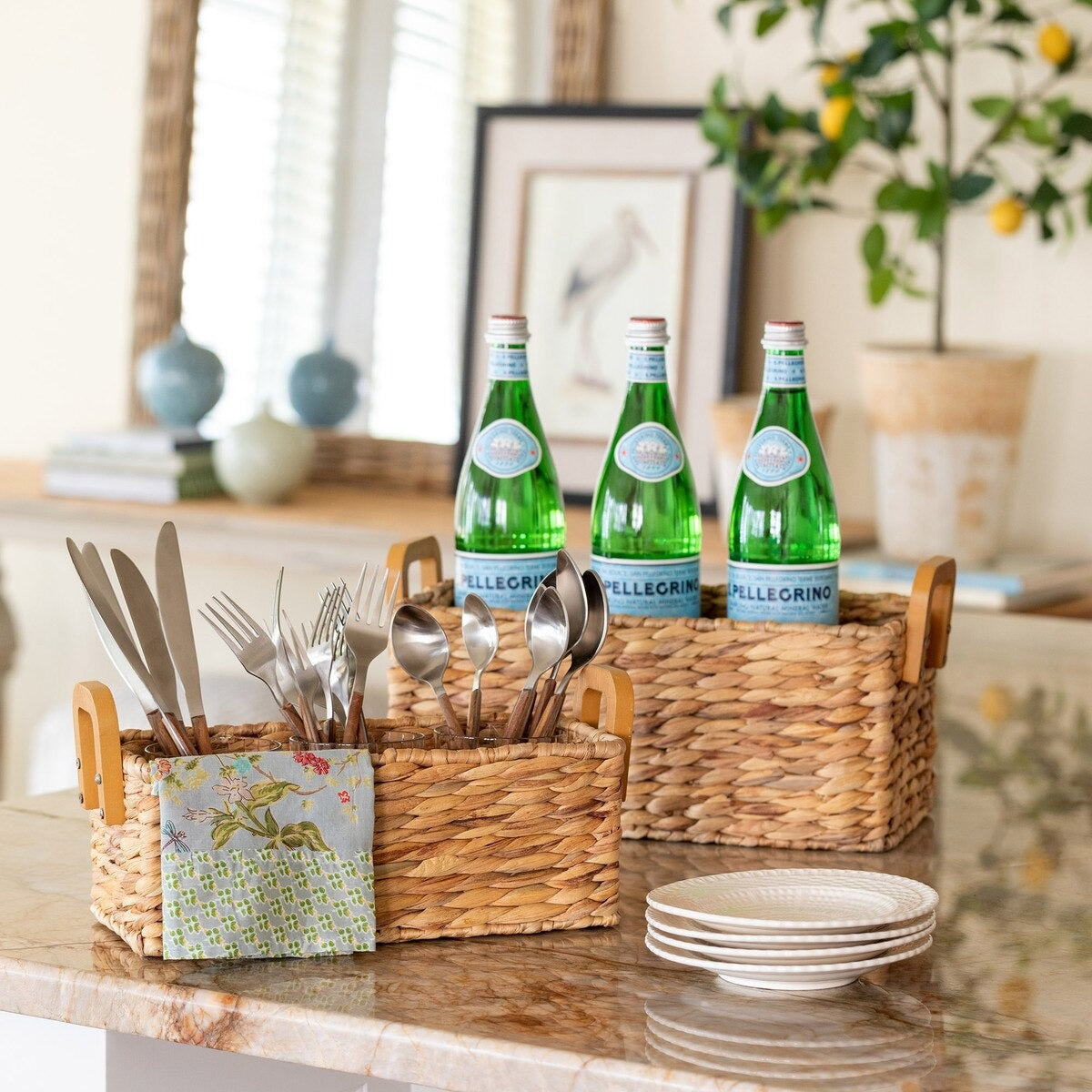 Woven Water Hyacinth Rectangle Storage Baskets